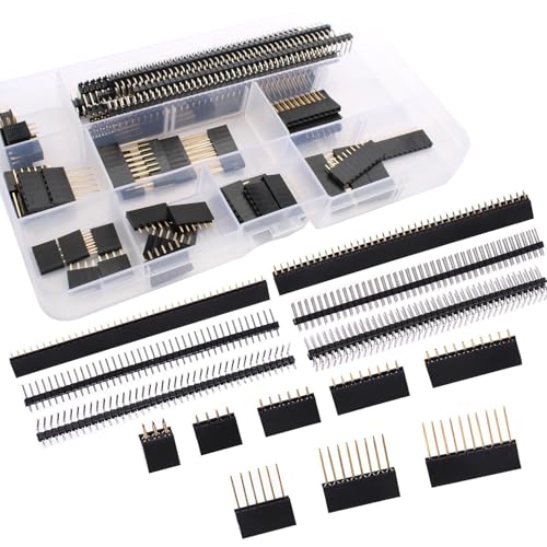 RUNCCI-YUN 52 Stück 2.54mm Gerade Einreihige Double Row Pin Stapelbare Buchsenleiste, PCB Männlich und Weiblich Stiftleiste Sockel Steckerleiste, für Arduino Stackable Shield von RUNCCI-YUN