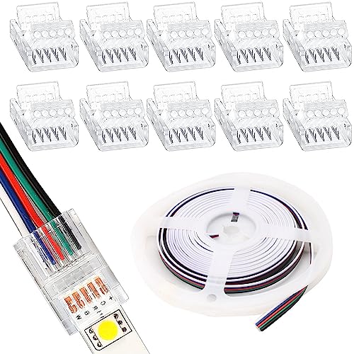 RUNCCI-YUN 5m 5-Pin LED Strip Extension Cable DC 12V-24V Connection Cable+ 10 Pack 5-pin 10mm LED Strip Connector for RGBW RGBWW L Plain LED strip & other DC 12 V, 24 V LED lighting von RUNCCI-YUN