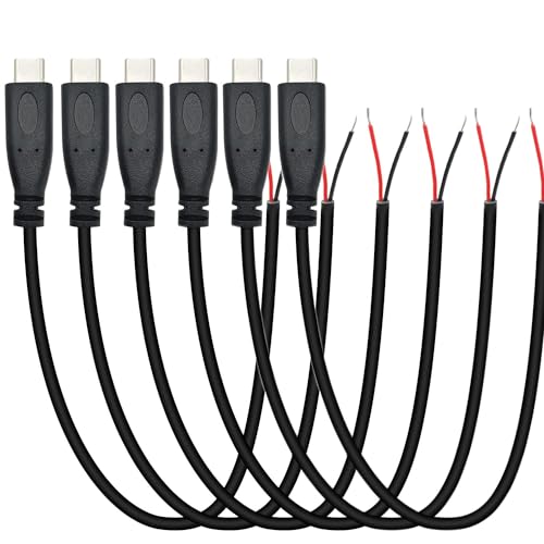 RUNCCI-YUN 6 PCS USB C Stecker Kabel,USB C stecker löten 22AWG 5V 3A 2-Draht USB C Verlängerungskabel für Arduino, LED-Streifen RUNCCI-YUN 6 PCS USB C Stecker Kabel,USB C stecker löten 22AWG 5V 3A 2-Draht USB C Verlängerungskabel für Arduino, LED-Streifen von RUNCCI-YUN