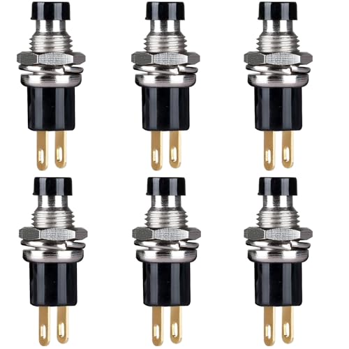 RUNCCI-YUN 6pcs 7mm Mini Selbsthemmender Druckschalter,ON/OFF 2Pin Runde drucktaster für Auto Boot Arduino DIY AC 250V/1.5A 125V/3A mini taster(schwarz) von RUNCCI-YUN