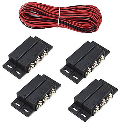 RUNCCI-YUN 8pcs（4 Paare） 5V 12V 24V Tür Fenster Sensor （NC-NO ）vertiefte Tür Fenstersensor Tür Fenster Alarm Magnetschalter Home Security Alarmanlage Tür Fenster reedkontakt+3mKabel（Schwarz） von RUNCCI-YUN