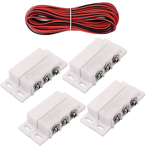RUNCCI-YUN 8pcs（4 Paare） 5V 12V 24V Tür Fenster Sensor （NC-NO ）vertiefte Tür Fenstersensor Tür Fenster Alarm Magnetschalter Home Security Alarmanlage Tür Fenster reedkontakt+3mKabel（Weiß） von RUNCCI-YUN