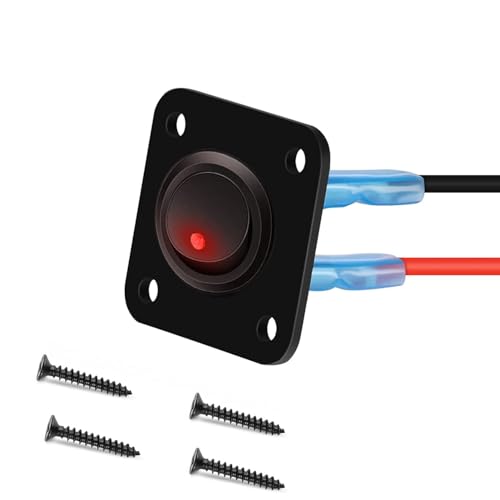 RUNCCI-YUN LED Kippschalter Rund, Runde Schalter, 12V 20A / 24V 10A ON/OFF Wippschalter, 1 Gang Wippschalter Panel, Für Auto Boot, Haushaltsgeräten, Motorrädern, Schiffen Usw（Rot） von RUNCCI-YUN
