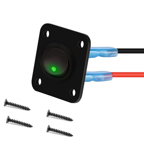 RUNCCI-YUN LED Kippschalter Rund, Runde Schalter, 12V 20A / 24V 10A ON/OFF Wippschalter, 1 Gang Wippschalter Panel, Für Auto Boot, Haushaltsgeräten, Motorrädern, Schiffen Usw（grün ） von RUNCCI-YUN