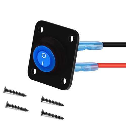 RUNCCI-YUN LED Kippschalter Rund, Runde Schalter, Wasserdicht DC12V-24V 20A ON/OFF Wippschalter, 1 Gang Wippschalter Panel, Für Auto Boot, Haushaltsgeräten, Motorrädern, Schiffen Usw（Blau） von RUNCCI-YUN