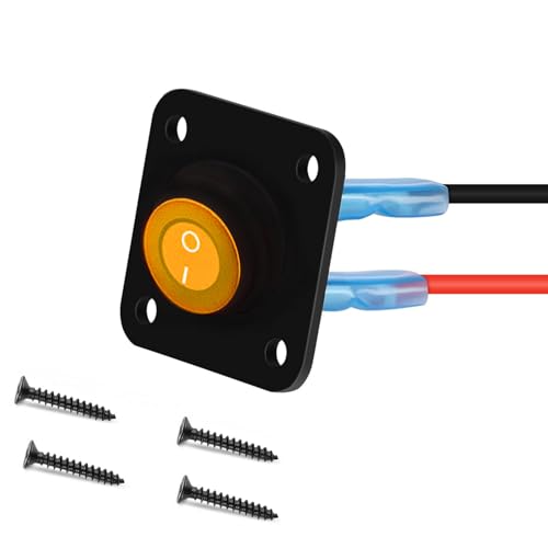 RUNCCI-YUN LED Kippschalter Rund, Runde Schalter, Wasserdicht DC12V-24V 20A ON/OFF Wippschalter, 1 Gang Wippschalter Panel, Für Auto Boot, Haushaltsgeräten, Motorrädern, Schiffen Usw（Gelb ） von RUNCCI-YUN