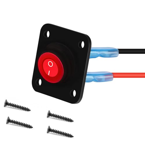 RUNCCI-YUN LED Kippschalter Rund, Runde Schalter, Wasserdicht DC12V-24V 20A ON/OFF Wippschalter, 1 Gang Wippschalter Panel, Für Auto Boot, Haushaltsgeräten, Motorrädern, Schiffen Usw（Rot） von RUNCCI-YUN