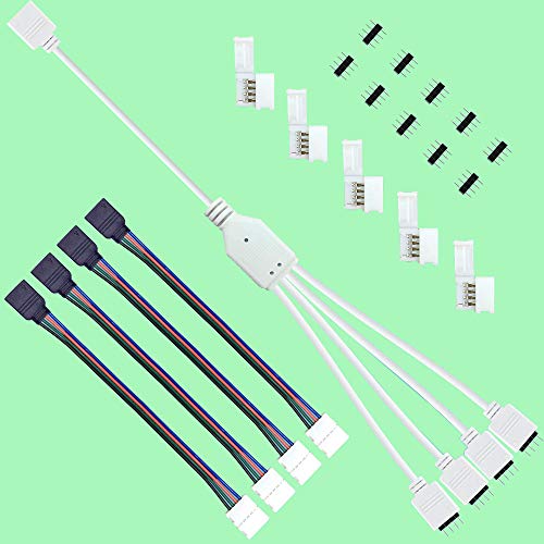 RUNCCI-YUN LED Strip Verbinder Kit, 1 zu 4 Splitter für 4-Polig RGB LED Streifen, Verteiler Kabel RUNCCI-YUN LED Strip Verbinder Kit, 1 zu 4 Splitter für 4-Polig RGB LED Streifen, Verteiler Kabel von RUNCCI-YUN