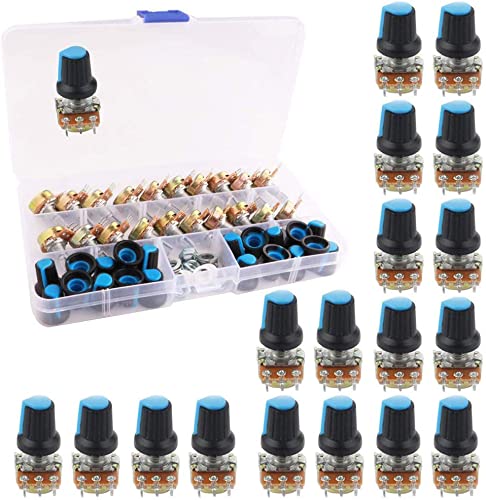 RUNCCI-YUN Linear-Potentiometer 10K, 3 Anschlüsse, Dreh-Potentiometer mit Muttern und Unterlegscheibe(10K) von RUNCCI-YUN