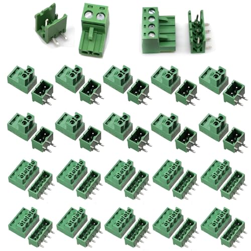 RUNCCI-YUN10 Paare 5.08mm Gerade 4-polig PCB Schraubklemme Anschluss Steckbare Typ+5,08 mm Pitch 2 Pins Plug-in Schraube PCB Terminal Block Stecker rechts Winkel(10 Paare) von RUNCCI-YUN