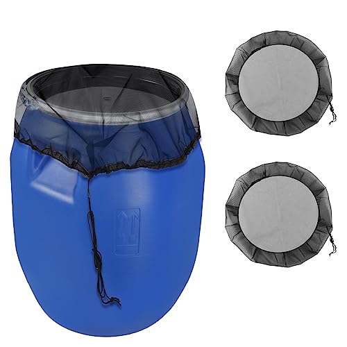 2 Stück Regentonnen Netz,RUNEAY 80 cm Rund Regentonne Abdeckung Verstellbares Regentonnennetz mit Zugkordel,Schutz vor Laub Stechmücken Insekt,Schwarz von RUNEAY