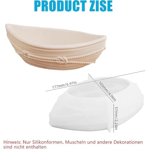 RUNEAY Bohrma Epoxidharz Silikonform Kerzenboot Dose Silikonformen Gießformen Schale Kerzenhalter Resin Form Behälter Gießform Harz Form Vorratsdosen Meeresthema Aufbewahrungs Box Form von RUNEAY
