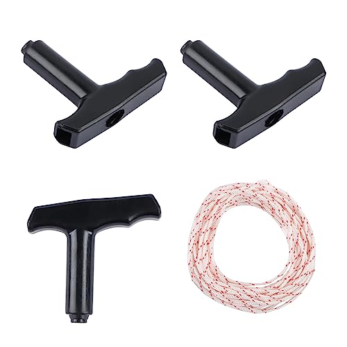 Starterseil Rasenmäher,RUNEAY 10 Meter Ø3,5mm Starter Seil mit 3 Stücke Starter Griff für Rasenmäher Kettensäge Trimmer Edger Bürste Schneider Motorteile von RUNEAY