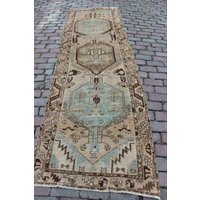 M1739As Es Ist Ein Geniune Oushak Medaillon Design Cemal Braun Grün Handgemachte Vintage Läufer Teppich Die Größe 3 "x 9'6" Ft 293x92 cm.free Versand von RUNNERRUGS