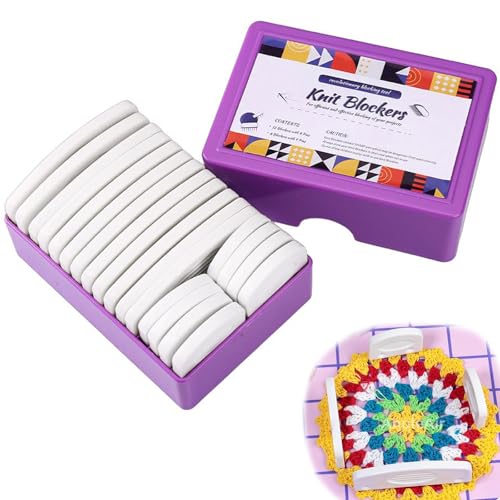 20 Stück Kammnadeln Stricken Set mit Box, 12Pcs 8Pins und 8Pcs 4Pins Spannnadeln Blockierkämme, Strick Blockern, Spannmatten Häkeln Zubehör, Gebogene Strickblockierkämme, Strickblocker zum Spannen von RUNQIN OUTDOOR