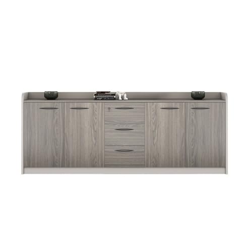 Aktenschrank/Druckerständer DREI Türen DREI Schubladen Büro Lagerung Niedrigen Schrank Datei Holz mit Griff Lagerung Daten Zwei Farben Verfügbar Aktenschrank für das Home Office(Grigio) von RUNZE765Z