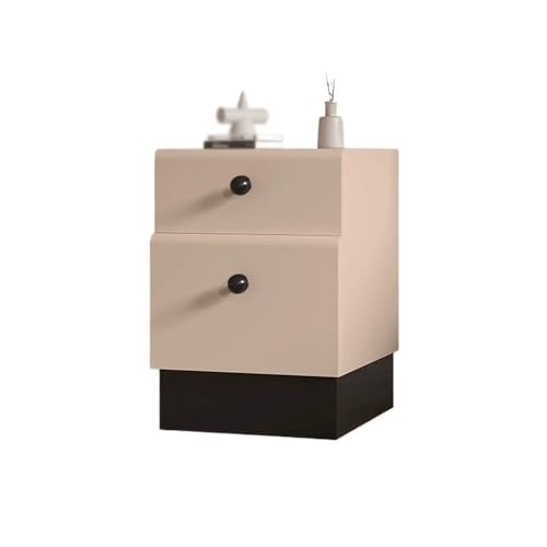 RUNZE765Z Nachtisch Khakifarbener Kleiner Nachttisch aus Holz, schmale Seitenklammer, Nahtschrank, schwarzer Griff Nachtkommode(Groß) von RUNZE765Z