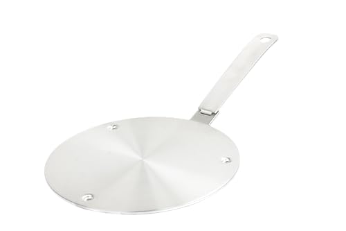 24 cm Wärmeverteiler, Edelstahl-Induktionsadapter mit konkaven Punkten für Elektro-Gasherd, Glas, Induktionsherd, heizt sich schneller auf, abnehmbarer Griff von RUNZI