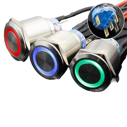 1 STÜCK Bunte Nützliche Langlebig 5 V 12 V 24 V 220 V 22mm LED Power Push Button Switch Momentary/Rast Wasserdichtes Metall Selbsthemmend(Yellow,MOMENTARY_5V) von RUNZTXZH