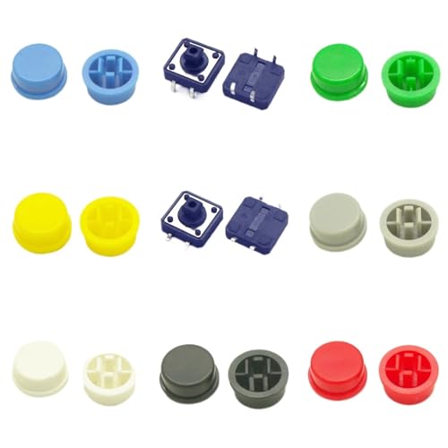 10Sets 12 * 12mm Momentary Tact Switch Hinzufügen Kunststoffkappen Höhe 12,3mm Push Button Switch 4PIN SMT DIP PCB Montage Taste(SMT Add Yellow Cap) von RUNZTXZH