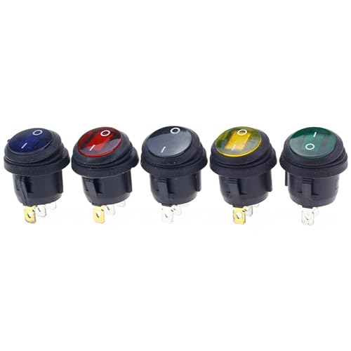 1Pcs KCD1-2 3 Pins ON/OFF SPST Wippschalter Wasserdicht Auto Boot LED Licht Runde Rot(Yellow,12V) von RUNZTXZH