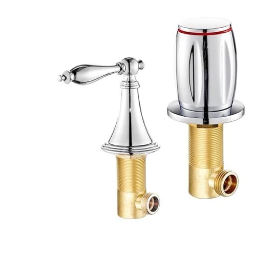 Badewannenarmatur Heiß- und Kaltwasserhahn Mischventil Umschaltventil Badezimmer Zylinderrand Dreiteiliges Set(Brushed Nickel B) von RUNZTXZH