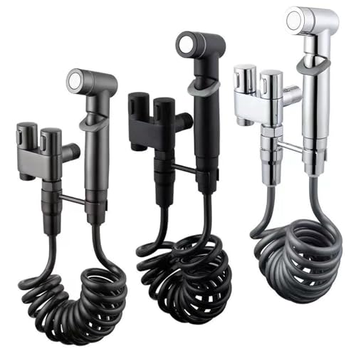 Eckventil aus Zinklegierung, Wandmontage, WC-Bidet-Sprühset, In- und Out-Wasserreinigungssprüher for Badezimmer-WC-Zubehör(Gray-dual control) von RUNZTXZH
