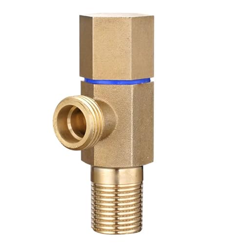 Eckventile aus goldenem Messing for Badezimmer, Warm- und Kaltwasserstopp, Schnellöffnungshahn for Badezimmer, Küche, Toilette, Waschbecken, G1/2'(Blue) von RUNZTXZH