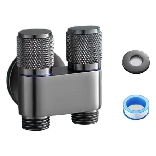 G1/2 1 in 2 out dual control wasser einlass wc waschmaschine wasserhahn bad wc bidet steuerventil bad zubehör(Gun Grey) von RUNZTXZH