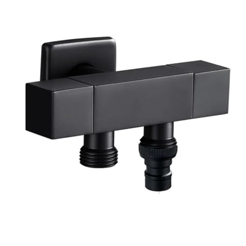 G1/2 Dreiwegeventil Messing In Zwei Out Doppelwasser-Eckventil Waschmaschine Toiletten-Absperrventil Multifunktionshahn Schwarz(Black2) von RUNZTXZH
