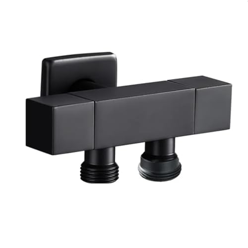 G1/2 Dreiwegeventil Messing In Zwei Out Doppelwasser-Eckventil Waschmaschine Toiletten-Absperrventil Multifunktionshahn Schwarz(Black3) von RUNZTXZH