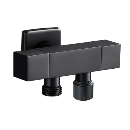 G1/2 Dreiwegeventil Messing In Zwei Out Doppelwasser-Eckventil Waschmaschine Toiletten-Absperrventil Multifunktionshahn Schwarz(Black4) von RUNZTXZH