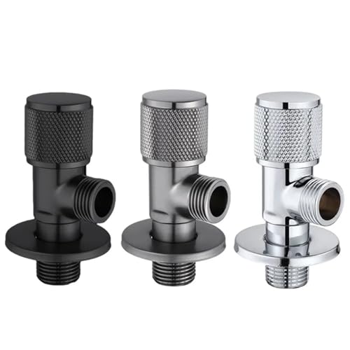 G1/2 Messing-Winkelventil, Metalllegierung, Wasserabsperrventil, Badezimmer-Wasserhahn, Küchenspüle, Becken, Dreieck-Wasserhahn, Wasserdruckregler(Chrome) von RUNZTXZH