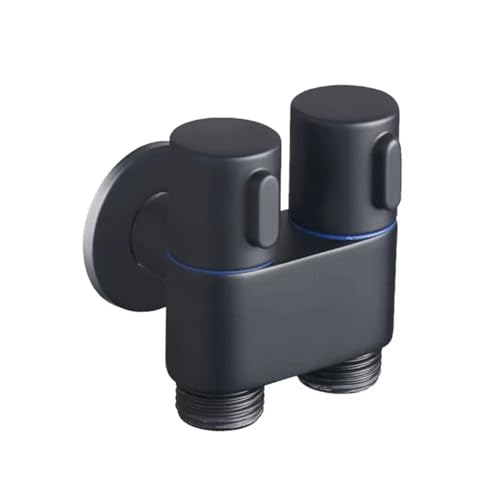 Hygienische Dusche Toilette Bidet Sprayer Set Duschkopf Winkelventil Wandhalterung Doppelwasser G1/2 Zinklegierung Badezimmer Acces(Black) von RUNZTXZH