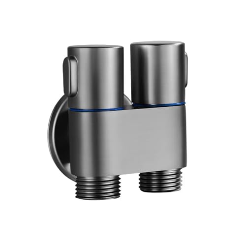 Hygienische Dusche Toilette Bidet Sprayer Set Duschkopf Winkelventil Wandhalterung Doppelwasser G1/2 Zinklegierung Badezimmer Acces(Gray-B) von RUNZTXZH
