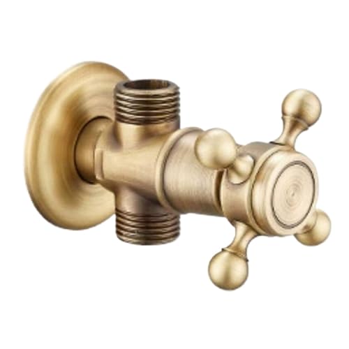 Messing 1 in 2 out Weg Winkel Ventil 1/2 "Winkel Ventil Mit Ring Abdeckung for Wasserhahn Toilette Wasser Control Wasserhahn Stop Nav536(Antique Brass) von RUNZTXZH