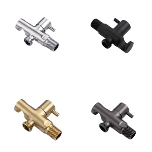 Messing Bidet Wasserhahn Ventil Zubehör Gold Schwarz Chrom Grau Einzelnes Kaltwasserventil Tragbares Bidet Wasserhahn Ventil Dusche Toilette(Black valve) von RUNZTXZH