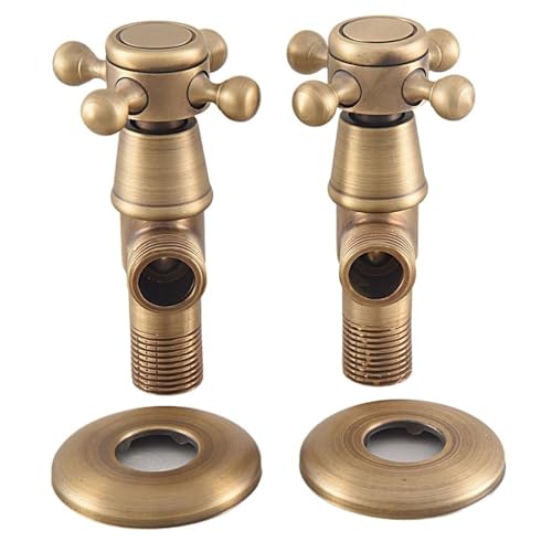 Messing Kreuz Griffe Badezimmer Winkel Absperrventil 1/2 "Male x 1/2" Außengewinde Bad Zubehör mzh310(Antique Brass A2) von RUNZTXZH