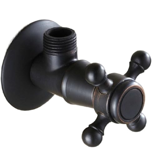 Messing Kreuz Griffe Badezimmer Winkel Absperrventil 1/2 "Male x 1/2" Außengewinde Bad Zubehör mzh310(Black Color A1) von RUNZTXZH