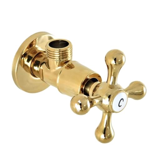 Messing Kreuz Griffe Badezimmer Winkel Absperrventil 1/2 "Male x 1/2" Außengewinde Bad Zubehör mzh310(Gold Color A1) von RUNZTXZH