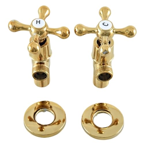 Messing Kreuz Griffe Badezimmer Winkel Absperrventil 1/2 "Male x 1/2" Außengewinde Bad Zubehör mzh310(Gold Color A2) von RUNZTXZH