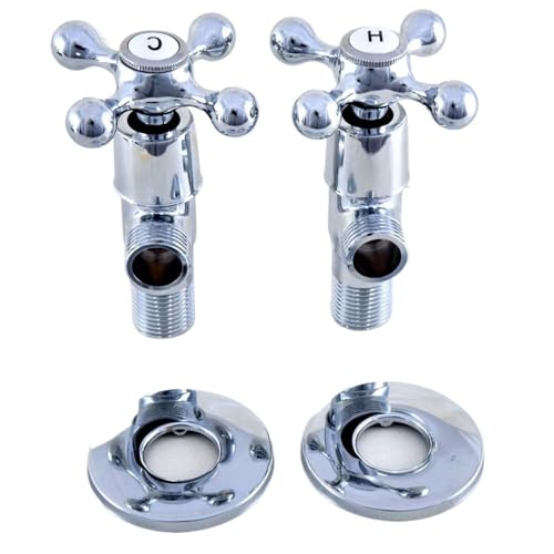Messing Kreuz Griffe Badezimmer Winkel Absperrventil 1/2 "Male x 1/2" Außengewinde Bad Zubehör mzh310(Polished Chrome A2) von RUNZTXZH