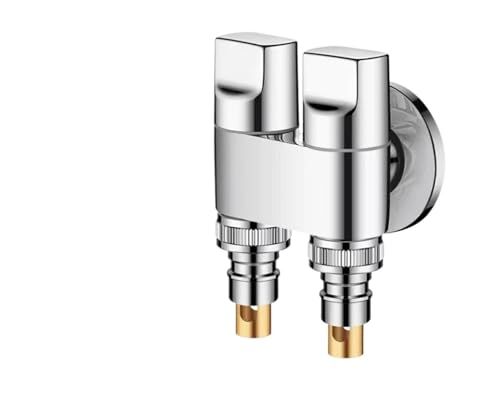 Multifunktions-Diplopore-Wasserhahn aus Messing, doppelte Steuerung, for Waschmaschine, Dreiwege-Toiletten-Dreieckventil(WHITE diplopore Z47) von RUNZTXZH