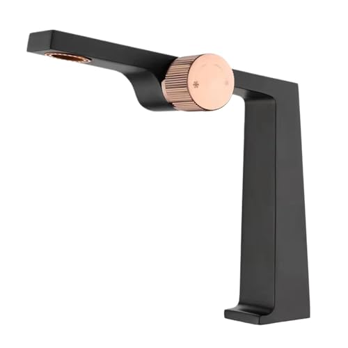 Schwarzer Badezimmerhahn aus Messing mit minimalistischem, modernem Design, Keramikventilkern, Einloch-Waschtischmischer for Warm- und Kaltwasser(Matte Black,G9/16) von RUNZTXZH