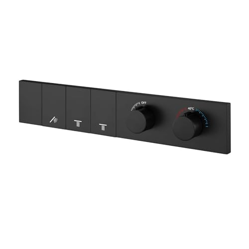 Thermostatventilschalter mit Druckknopf for Badezimmerarmaturen, Messing, Hauptkörper, verdeckter Mischer for Duschsystem-Controller(Black 3 Functions) von RUNZTXZH