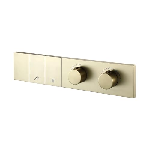 Thermostatventilschalter mit Druckknopf for Badezimmerarmaturen, Messing, Hauptkörper, verdeckter Mischer for Duschsystem-Controller(Brushed Gold 2) von RUNZTXZH