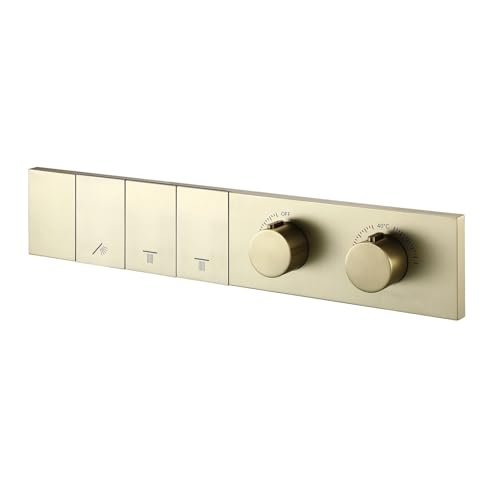 Thermostatventilschalter mit Druckknopf for Badezimmerarmaturen, Messing, Hauptkörper, verdeckter Mischer for Duschsystem-Controller(Brushed Gold 3) von RUNZTXZH