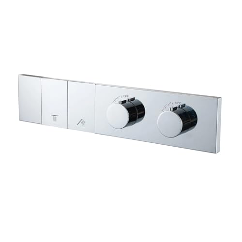 Thermostatventilschalter mit Druckknopf for Badezimmerarmaturen, Messing, Hauptkörper, verdeckter Mischer for Duschsystem-Controller(Chrome 2 Functions) von RUNZTXZH