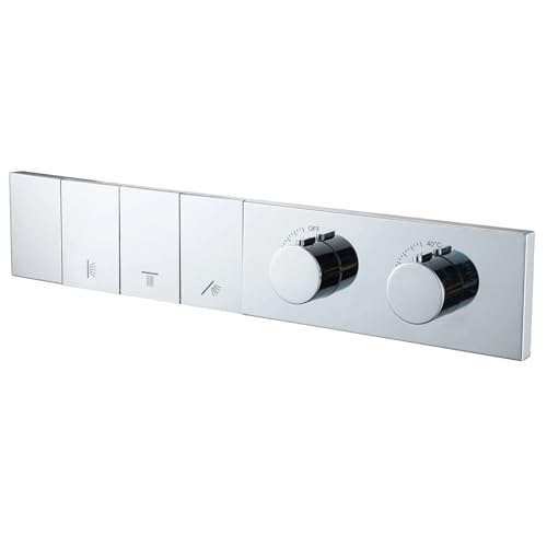 Thermostatventilschalter mit Druckknopf for Badezimmerarmaturen, Messing, Hauptkörper, verdeckter Mischer for Duschsystem-Controller(Chrome 3 Functions) von RUNZTXZH