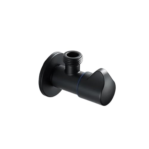 Vierteldrehungs-Winkel-Absperrventil, Wasserhahn-Absperrventil aus Edelstahl 304, G1/2, Kalt-/Warmwasser-Regelventil, schwarz lackiert(Cold Water) von RUNZTXZH